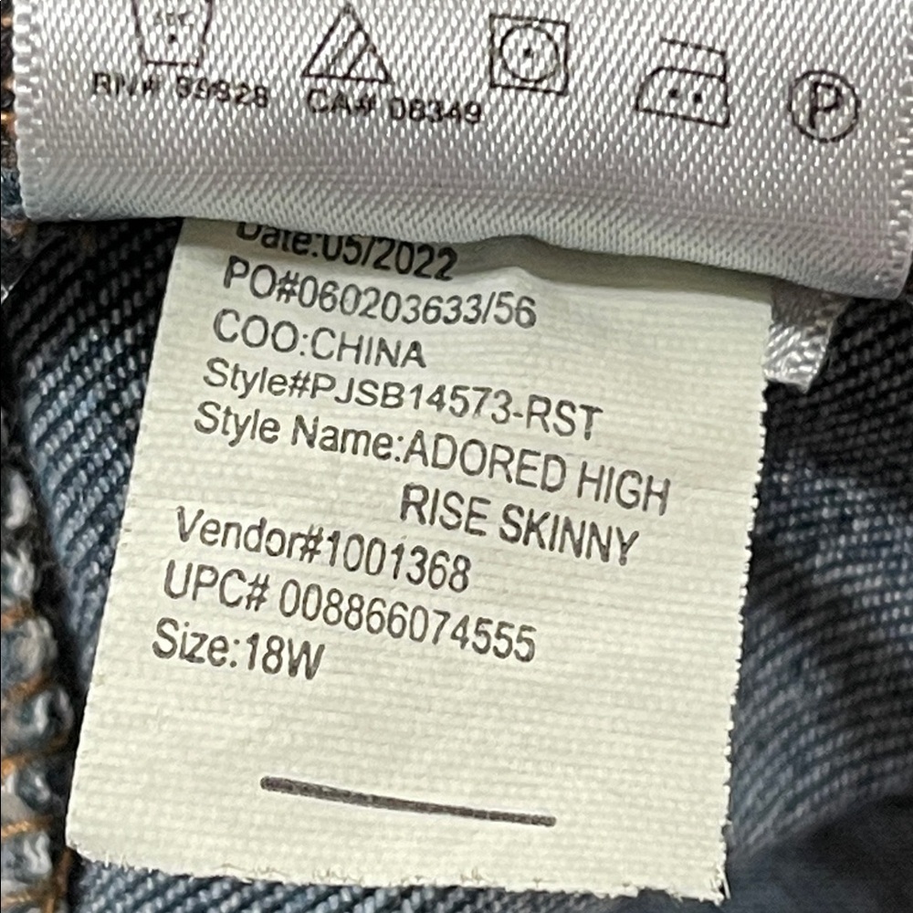 JESSICA SIMPSON Adored High Rise Skinny Denim Jeans Blue With Pockets Size 18W - Picture 10 of 10